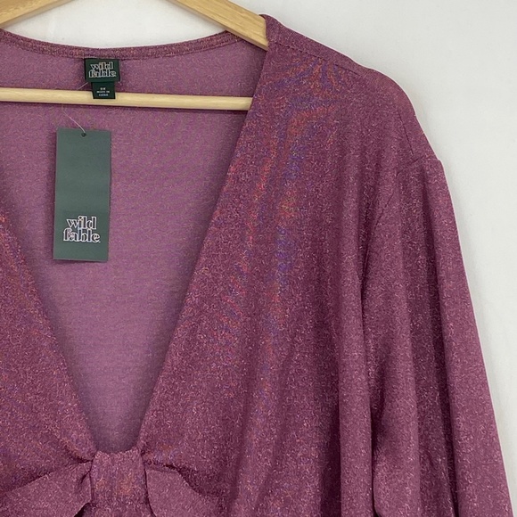 Wild Fable Juniors Size 3X Cut Out Bodycon Short Dress Purple Lurex Long Sleeves - Picture 3 of 10